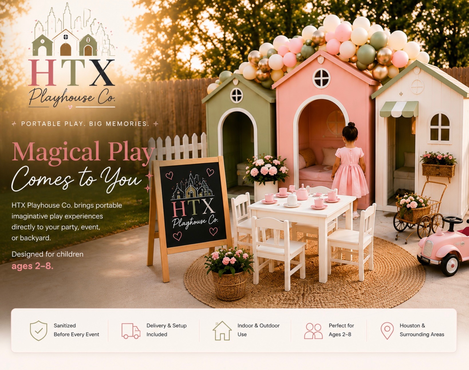 HTX Playhouse Co. - Magical playhouse setup with children's tea party